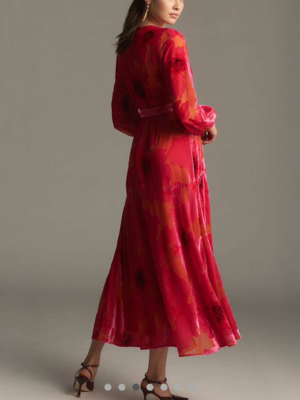 New Anthropologie Hutch Long-Sleeve V-Neck Wrap Midi Dress Velvet XL - Picture 2 of 6